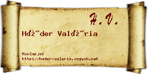 Háder Valéria névjegykártya